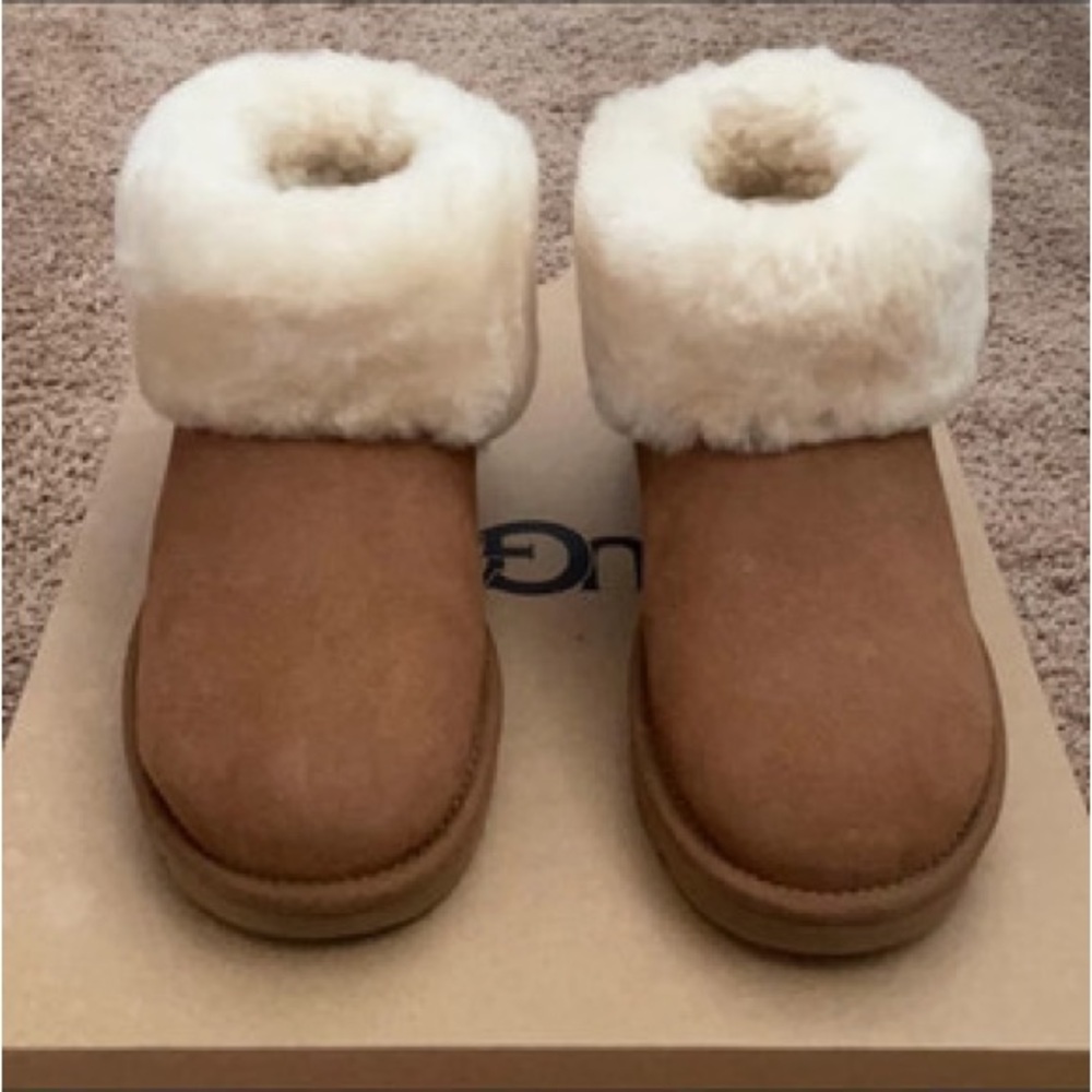 UGG Brown and Cream Shearling Boots